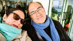 Anja und Bern im Frühjahr 2023 auf einem Vaporetto in Venezia.
